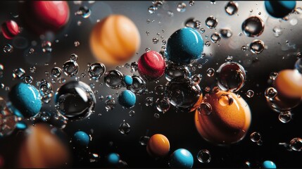 Vibrant bubbles dancing in water underwater abstract art close-up view fluid dynamics