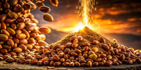 Obraz premium Argan oil cascade, urban seed exploration, AI art.