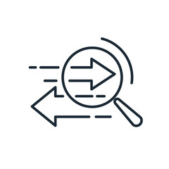 Data transfer. Exchange of analytical information.Vector linear icon isolated on white background.