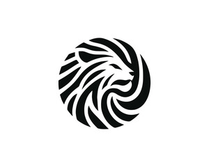 Tiger logo design vector template. Black and white silhouette tiger vector illustration.