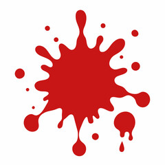 Red paint splash on white background for artwork compositions and textures