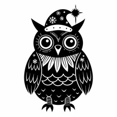 Christmas Kids Owl Black silhouette