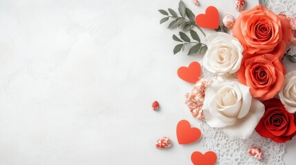 Romantic Rose Bouquet with Hearts and Lace: A Valentine's Day Delight