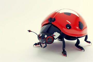 Obraz premium Red ladybug 3D render on white.