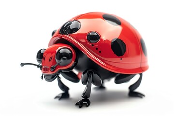 Obraz premium Red ladybug toy isolated on white background.