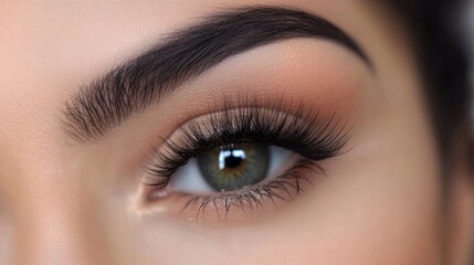 Obraz premium Close-Up of Beautiful Eye with Long Lashes and Perfect Eyebrow