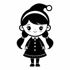 Cute Christmas Little Girl Black silhouette