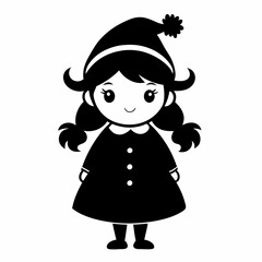 Cute Christmas Little Girl Black silhouette