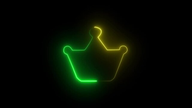 neon king queen crown animated king queen crown icon neon logo icon luxury 4k neon green yellow color on black background.