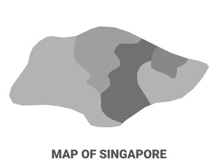 Singapore Greyscale political map simple flat illustration