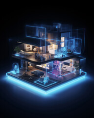 Smart home concept. Remote control and home management using holographic visualization.