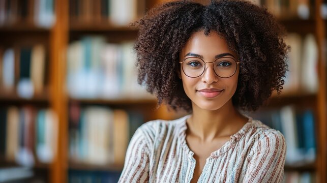 Adult learner engages in continuing education while studying in a library setting
