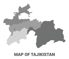 TajikistanGreyscale political map simple flat illustration