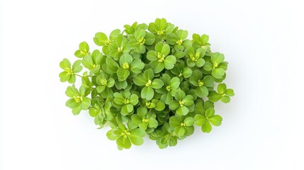 Clover plant shown from above on a white background during midday light