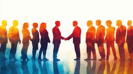 Diverse group of professionals collaborating in a dynamic business environment