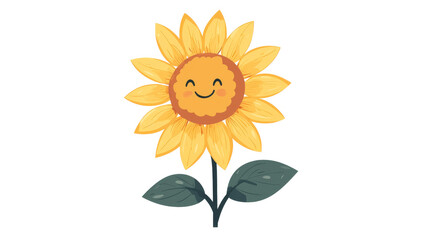 A cheerful sunflower with a smiling face and vibrant yellow petals stands prominently, showcasing its playful personality.