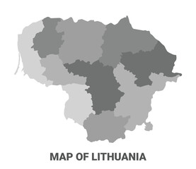 Lithuania Greyscale political map simple flat illustration
