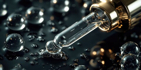 A bottle of liquid in a close-up shot, ideal for use in scientific or laboratory settings