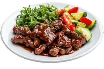 Fototapeta premium Sweet spicy Crispy Beef, tender stir-fry, clear PNG.
