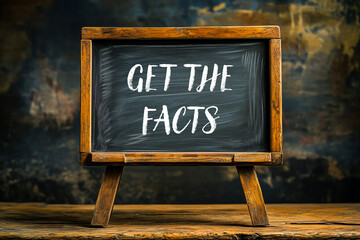 Get the facts message written on chalkboard