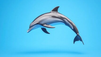 Fototapeta premium A sleek, stylized dolphin leaping against a blue backdrop.