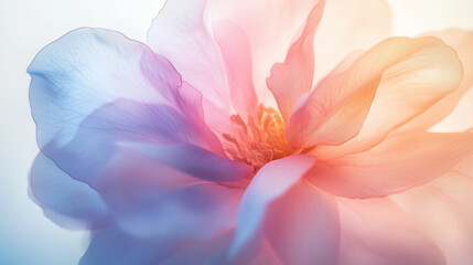Obraz premium Soft pastel-colored flower petals in shades of pink, blue, and peach. Perfect for backgrounds, wedding themes, floral designs, and romantic concepts.