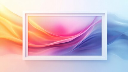 Abstract colorful waves in a white frame.