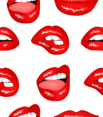 Pattern lips cute on white background.