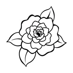 A single camellia flower line art illustration.eps