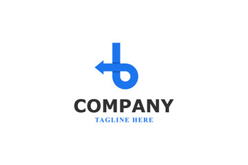 blue arrow and letter b logo design