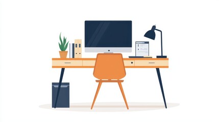 Modern remote work setup in a minimalistic home office with essential tools