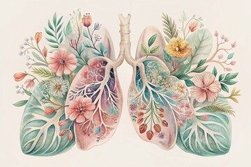 Quit Smoking Campaign Art: Floral Anatomical Lungs