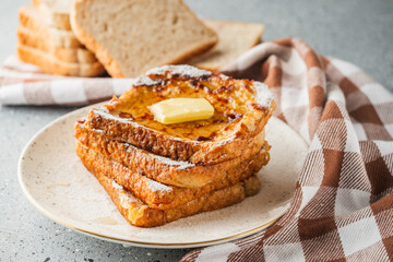 French Toast with Honey and Butter, Sweet Breakfast Delight, Delicious and Tasty Morning Treat