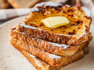 French Toast with Honey and Butter, Sweet Breakfast Delight, Delicious and Tasty Morning Treat