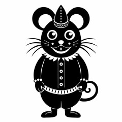 Christmas Nutcracker cartoon mouse dressed Black silhouette