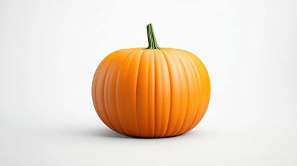 Obraz premium A vibrant, realistic orange pumpkin with a green stem.