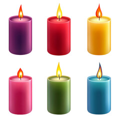 Colorful Candles Set Isolated on transparent Background 