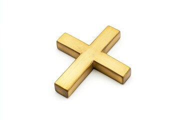 Obraz premium A single wooden cross placed on a clean and simple white surface, suitable for various uses such as religious or decorative purposes