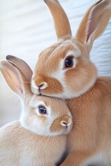 Fototapeta premium Two rabbits resting side by side