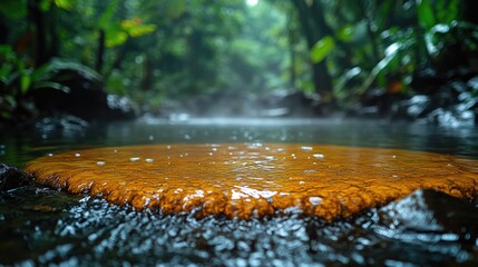 Fototapeta premium A small body of water in the midst of a dense forest