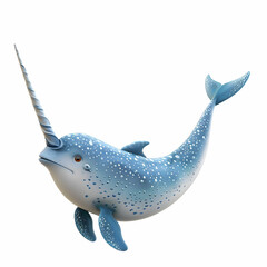 Charming Cartoon Narwhal with Colorful Spotted Body and Unicorn Horn