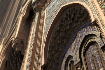 Obraz premium Intricate architectural details of a historical building with ornate designs and textures.