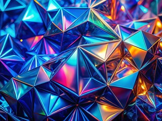 Blue Foil Holographic Clip Art PNG - Abstract Geometric Shapes