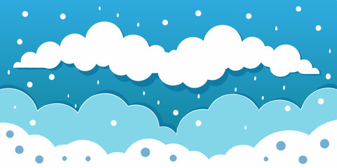 Winter Wonderland: Paper-Cut Snowy Sky with Falling Snowflakes Design.