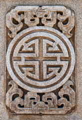 Traditional auspicious stone carving patterns in ancient Chinese architecture