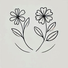 simple single floral outline minimal on a white background