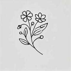 simple single floral outline minimal on a white background