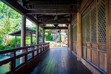 Balconies and corridors of classical Chinese wooden buildings