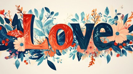 Obraz premium Floral love word art design. (1)