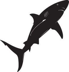 Shark fish silhouette vector illustration with black color design on a white background.